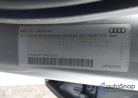 2015 Audi A6 2.0T Premium z USA, uszkodzony, nr VIN WAUGFAFC7FN024230